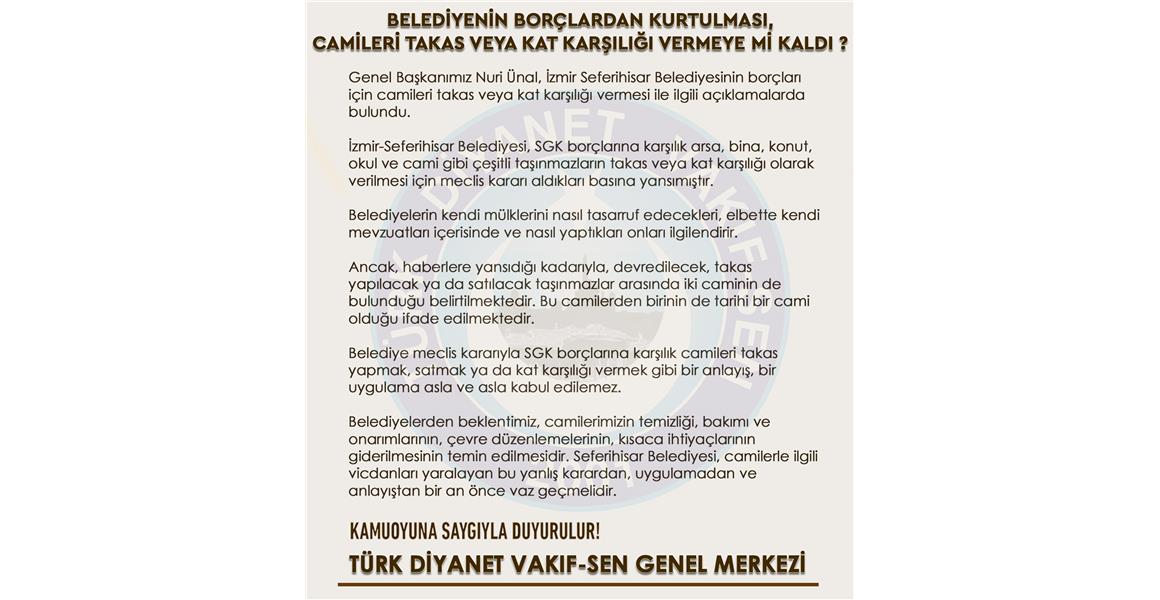 KAMUOYUNA SAYGIYLA DUYURULUR !